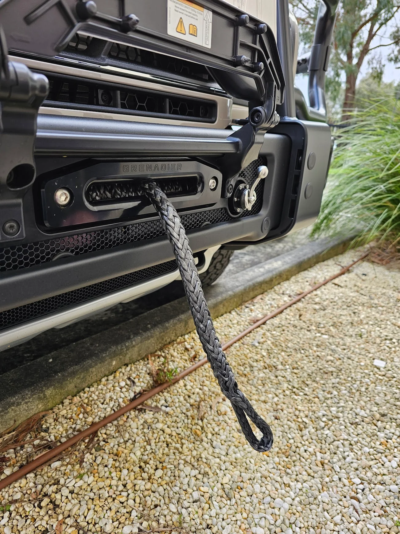 Soft-eye winch rope attached to a winch